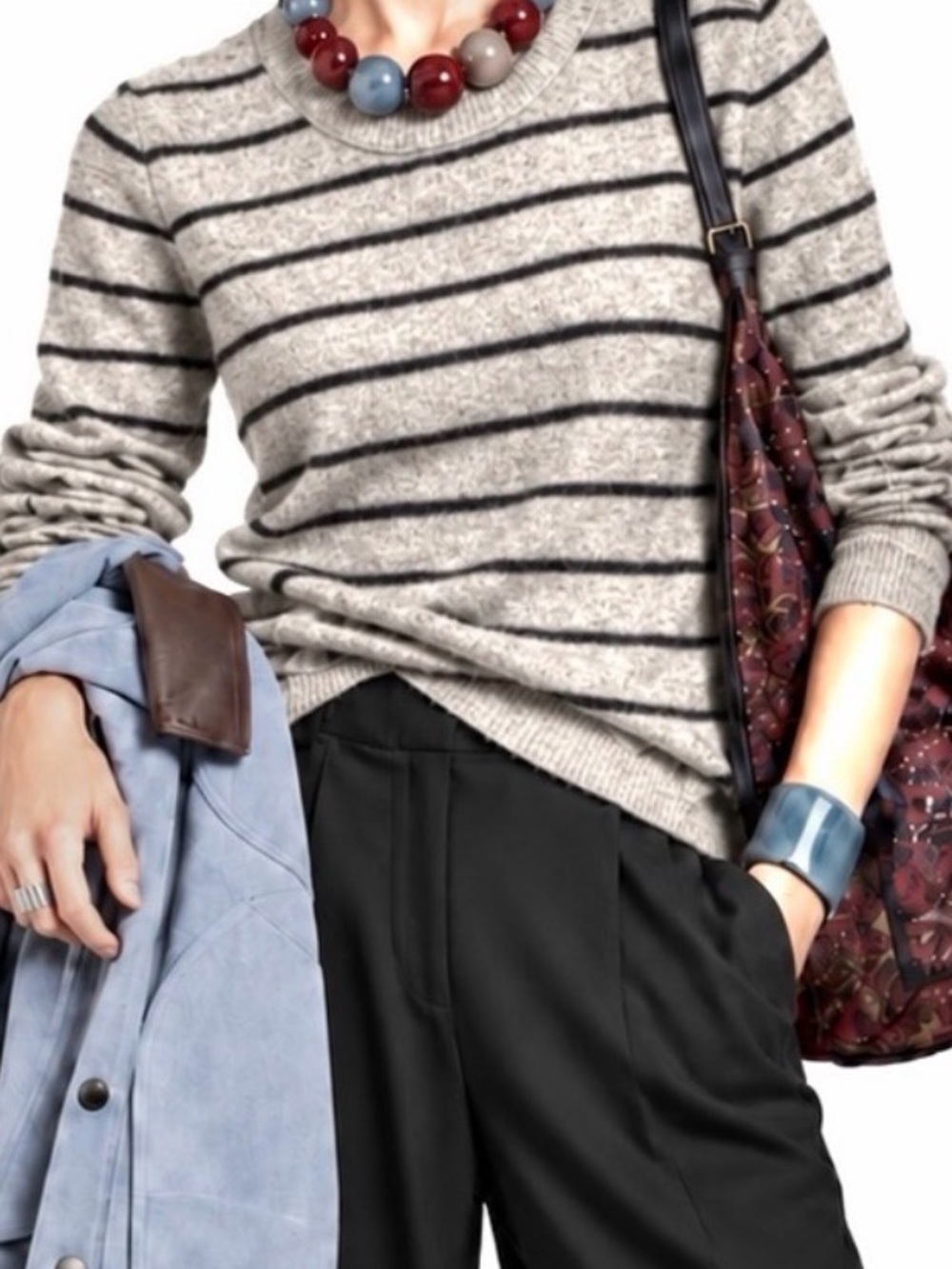 J.Crew Striped Sweater Gray & Black, Size Medium, Like New